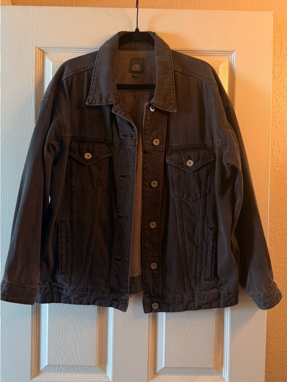 wild fable Women's Black Oversized Denim Jacket